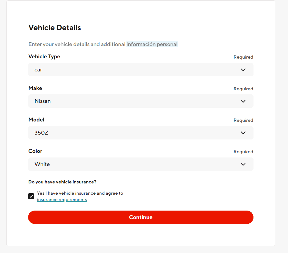 doordash vehicle requirements
